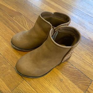 Little girl sparkly rose gold boots